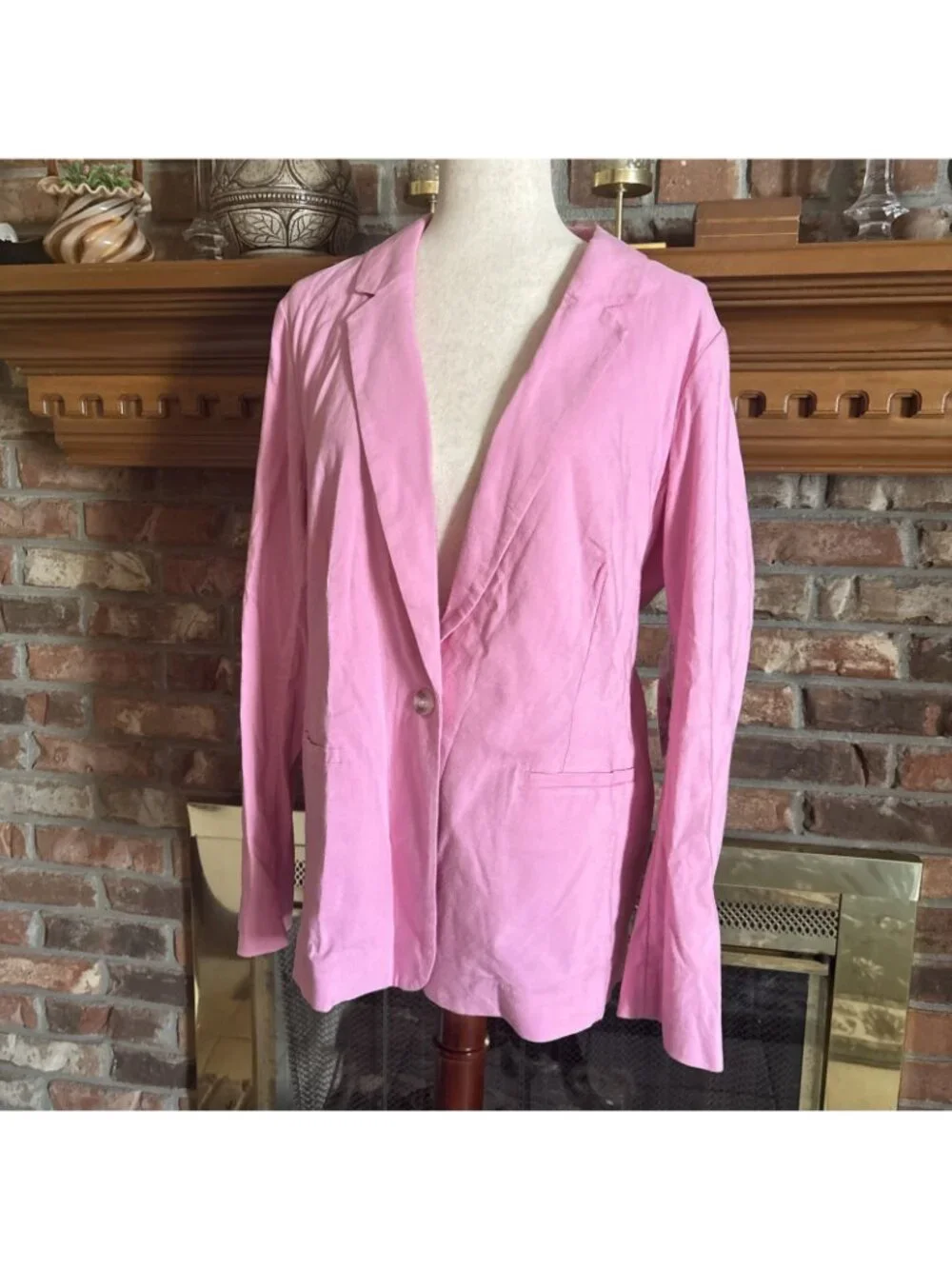 Lauren Conrad Linen Blend  Pink One Button Jacket Size Large NWT - Picture 2 of 7